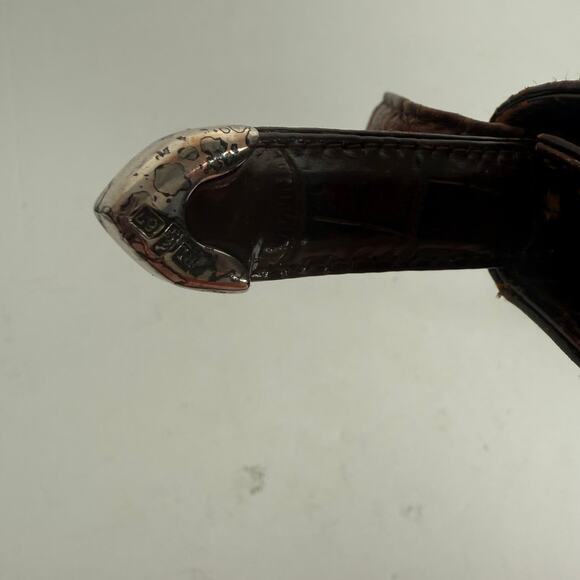 Vintage 80s Ralph Lauren Crocodile Embossed Leather Shoulder Handbag Crossbody - Picture 13 of 15